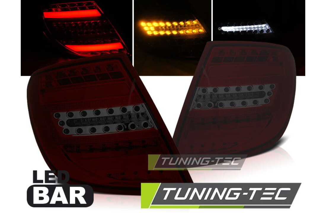 Achterlichten geschikt voor Mercedes C-Klasse W204 Combi 2007-2010 Rood Smoke LED Bar