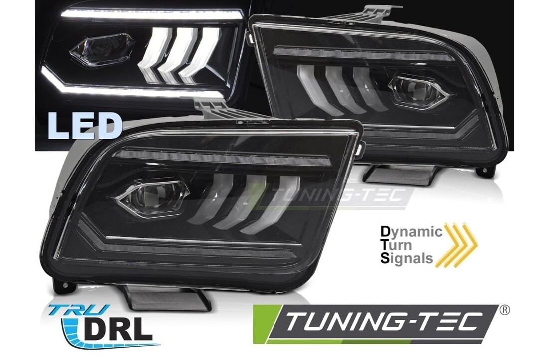 Koplampen Tube LED Zwart geschikt voor Ford Mustang 04-09