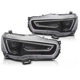 Koplampen Mitsubishi Lancer VIII 08-16 Tube Light Zwart
