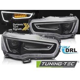 Koplampen Mitsubishi Lancer VIII 08-16 Tube Light Zwart