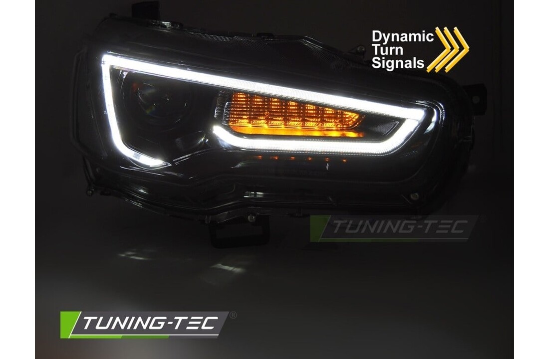 Koplampen Mitsubishi Lancer VIII 08-16 Tube Light Zwart