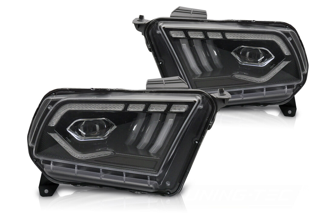 LED Koplampen Zwart DRL Dynamisch Knipperlicht geschikt voor Ford Mustang 10-13