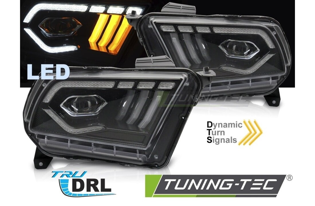 LED Koplampen Zwart DRL Dynamisch Knipperlicht geschikt voor Ford Mustang 10-13
