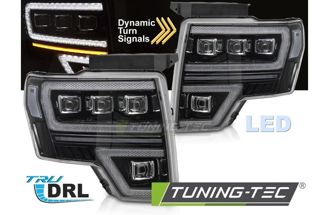 Koplampen geschikt voor Ford F150 MK12 08-14 Full LED Zwart DRL Sequentiële