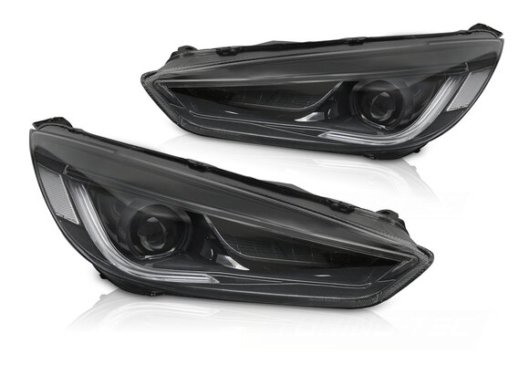 Koplampen geschikt voor Ford Focus MK3 14-18 Zwart LED DRL