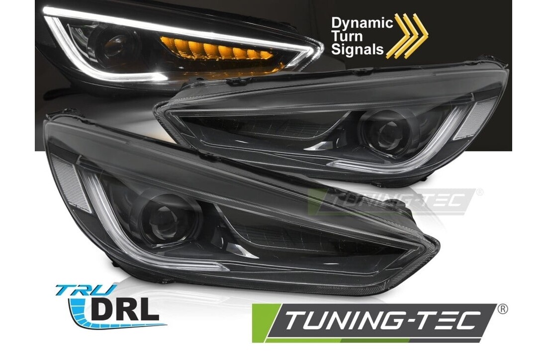 Koplampen geschikt voor Ford Focus MK3 14-18 Zwart LED DRL