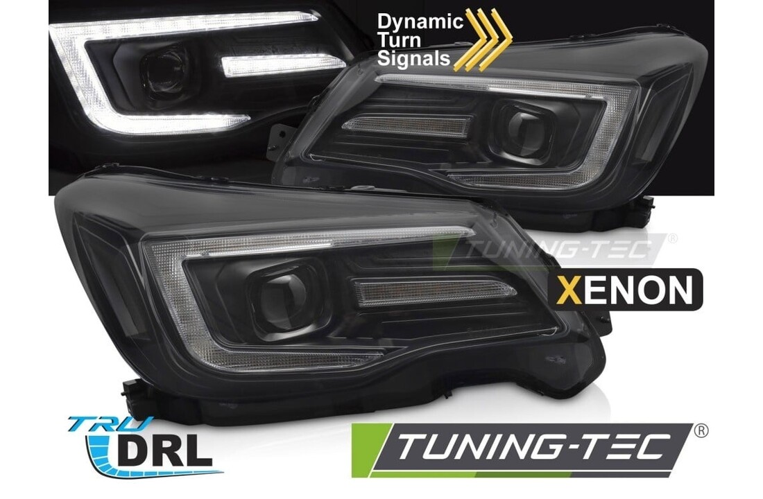 Xenon Koplampen Tube Light DRL Zwart voor SUBARU FORESTER IV 13-18