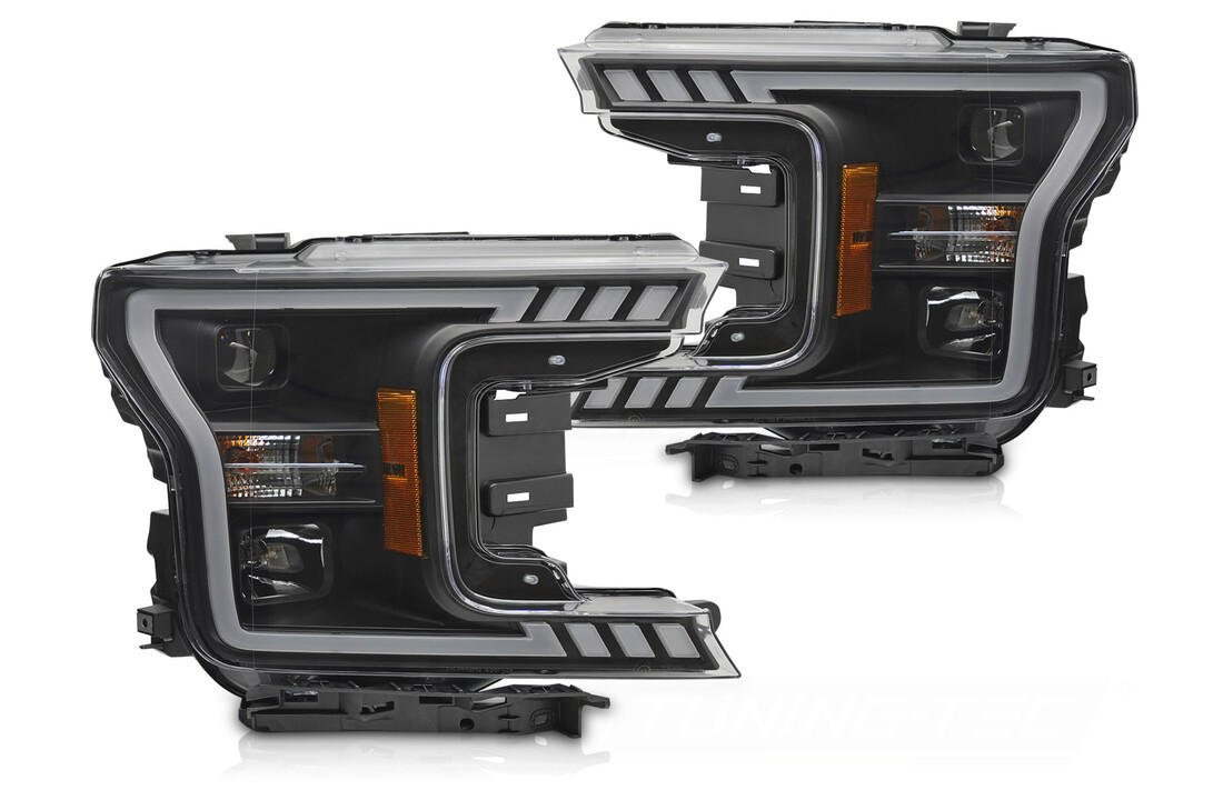 Koplampen Tube Light Zwart geschikt voor Ford F150 MK13 2017-2020