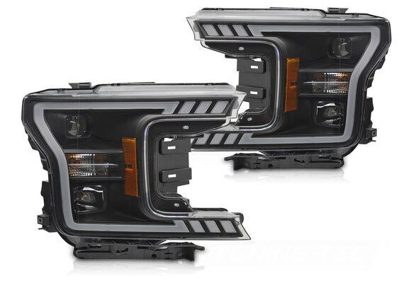 Koplampen Tube Light Zwart geschikt voor Ford F150 MK13 2017-2020