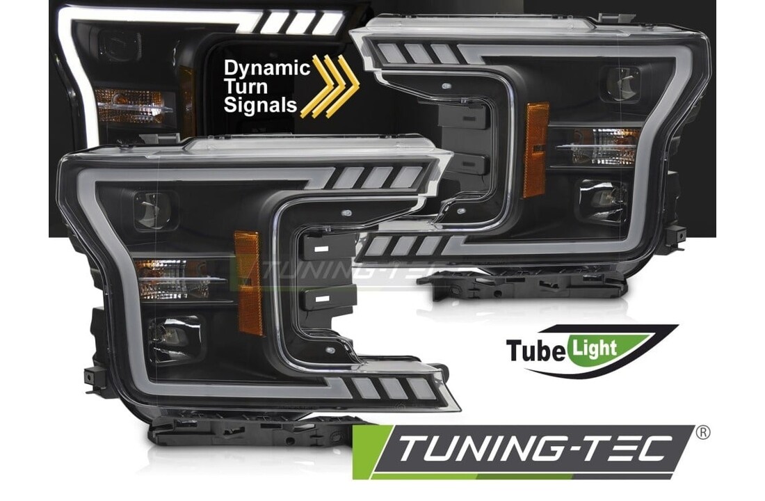 Koplampen Tube Light Zwart geschikt voor Ford F150 MK13 2017-2020