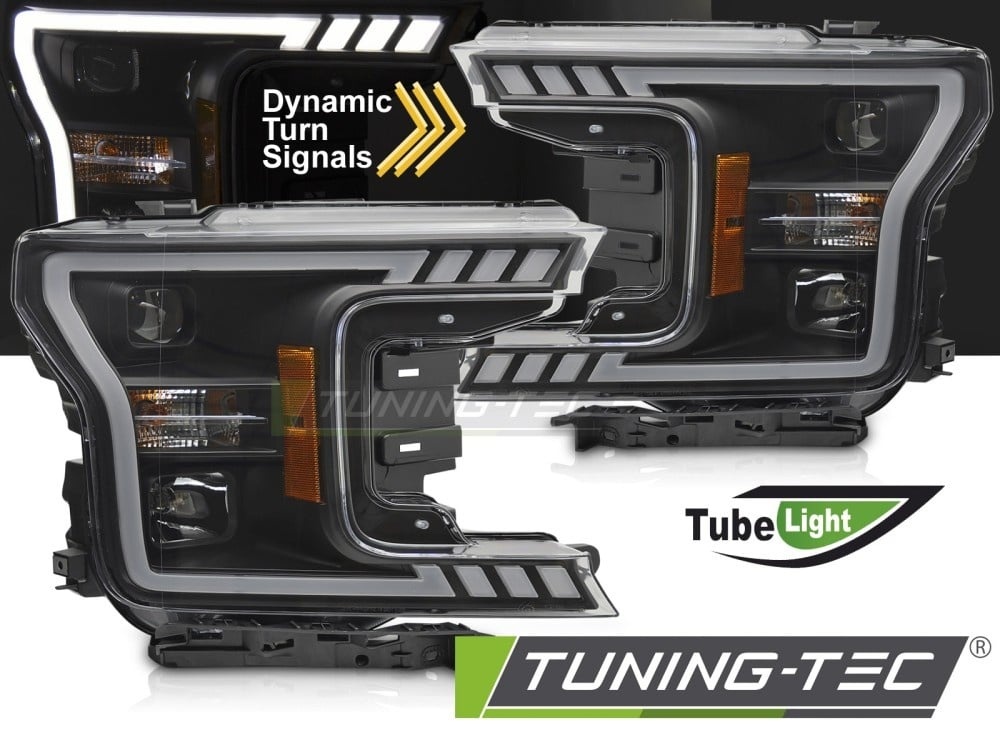 Koplampen Tube Light Zwart geschikt voor Ford F150 MK13 2017-2020