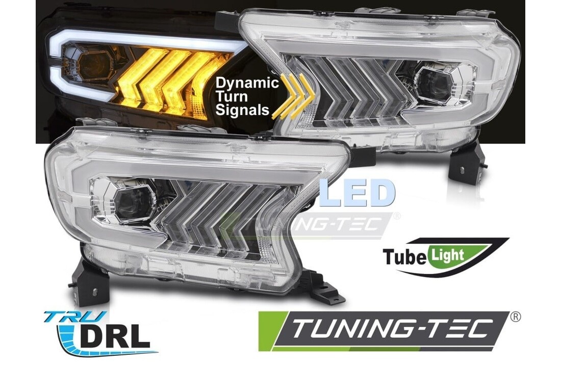 Koplampen Tube Light Chroom geschikt voor Ford Ranger V 2016-2022