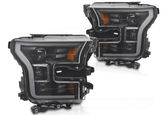 Koplampen Tube Light Zwart geschikt voor Ford F150 MK13 (2014-2017)