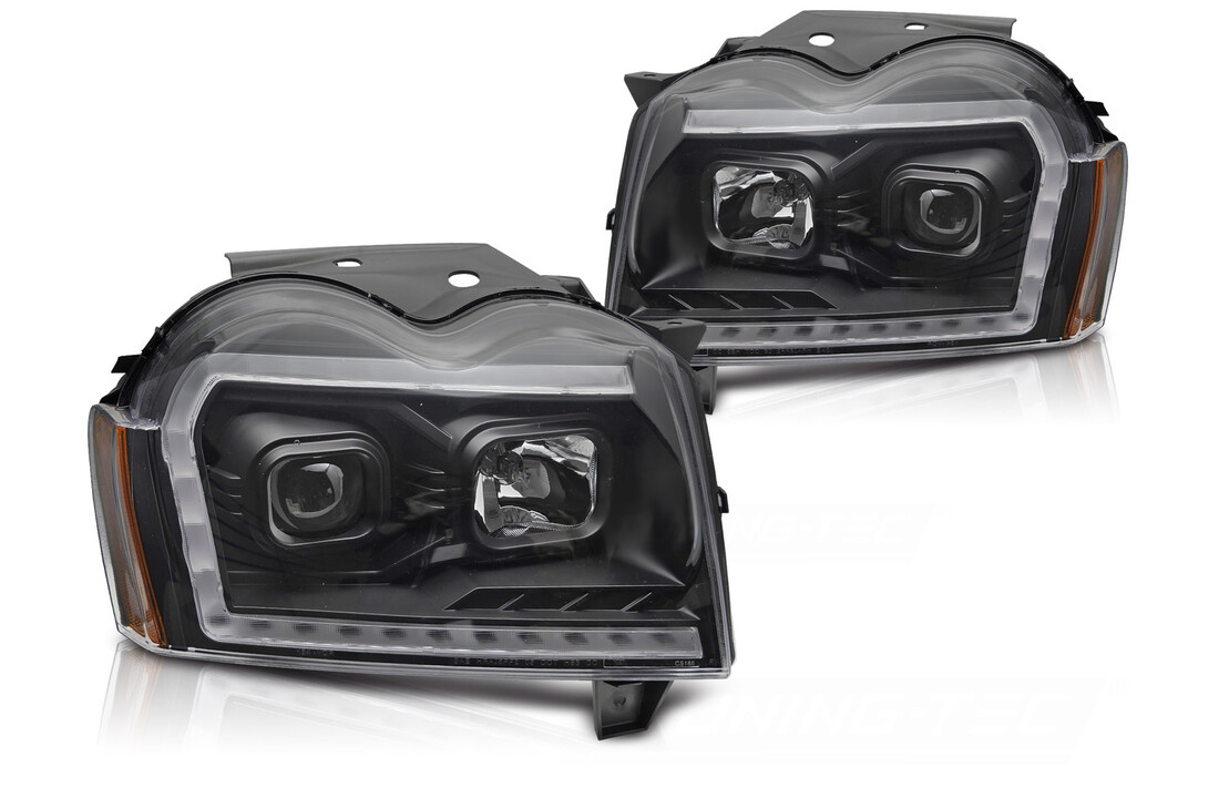 Koplampen Jeep Grand Cherokee WK (05-08) Tube Light Zwart