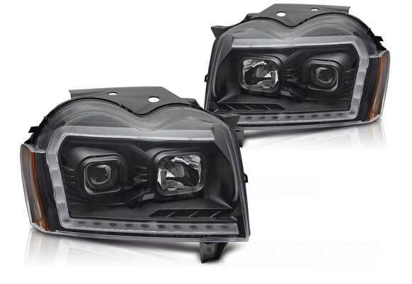 Koplampen Jeep Grand Cherokee WK (05-08) Tube Light Zwart