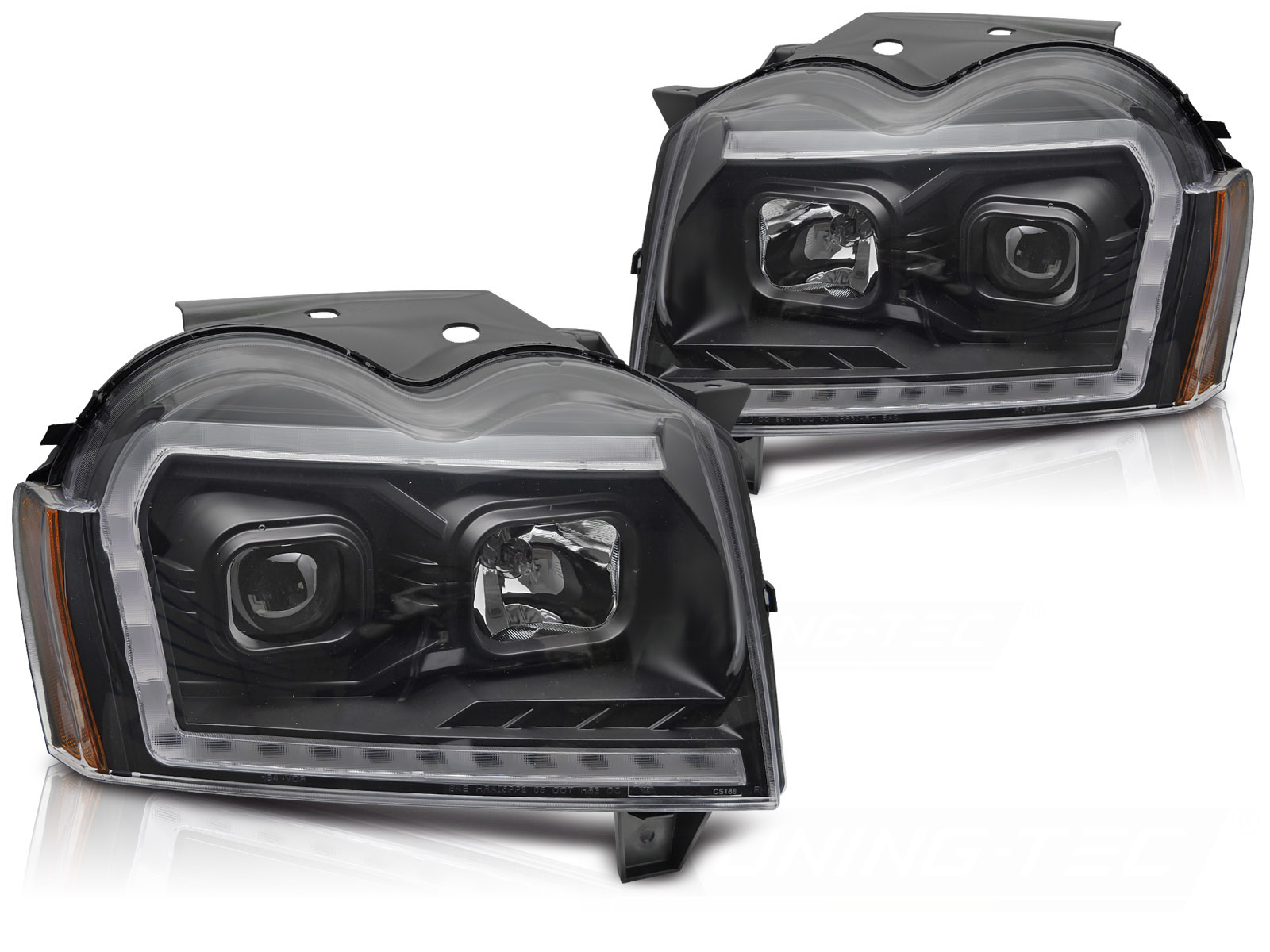 Koplampen Jeep Grand Cherokee WK (05-08) Tube Light Zwart