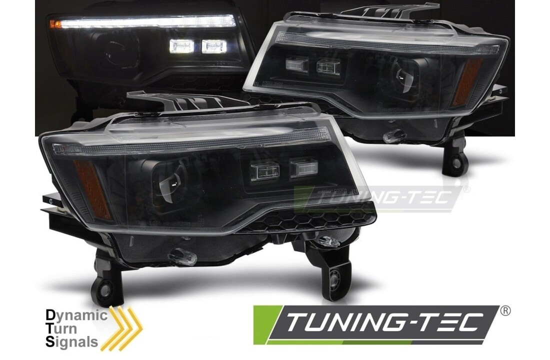 Koplampen Jeep Grand Cherokee WK2 (14-21) Zwart LED Dynamisch Knipperlicht