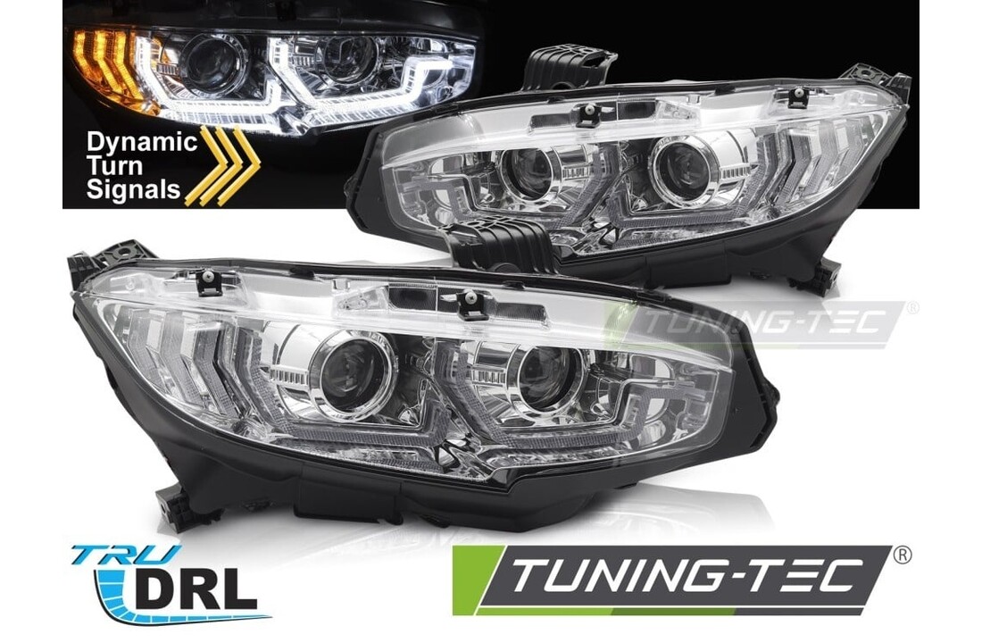 Koplampen Chroom DRL SEQ geschikt voor HONDA CIVIC X (2016-2021)