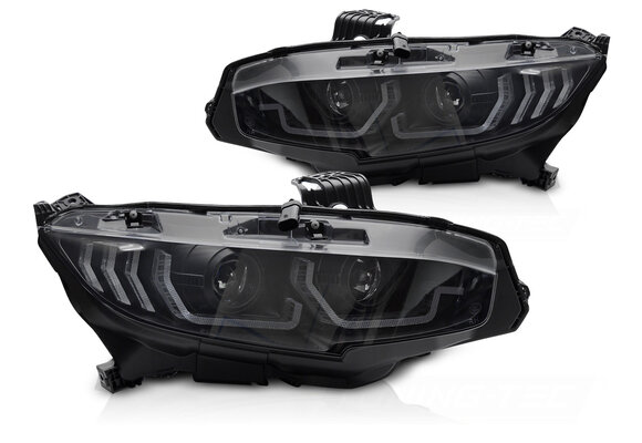 Koplampen Zwart DRL Sequentiële richtingaanwijzer geschikt voor Honda Civic X 2016-2021