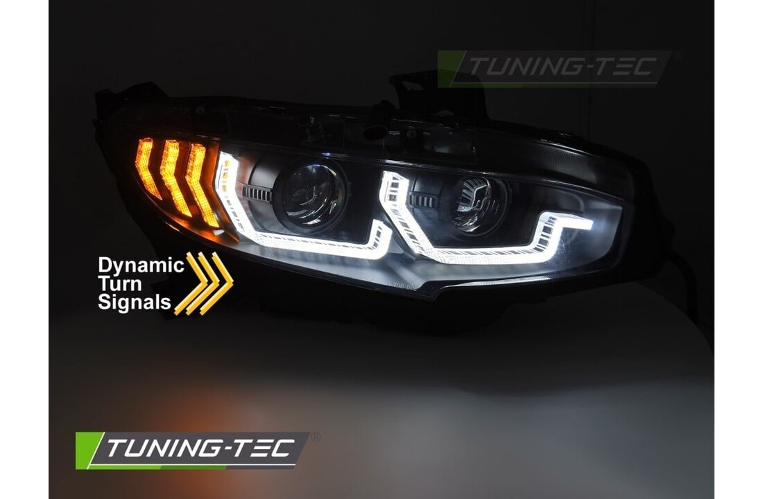 Koplampen Zwart DRL Sequentiële richtingaanwijzer geschikt voor Honda Civic X 2016-2021