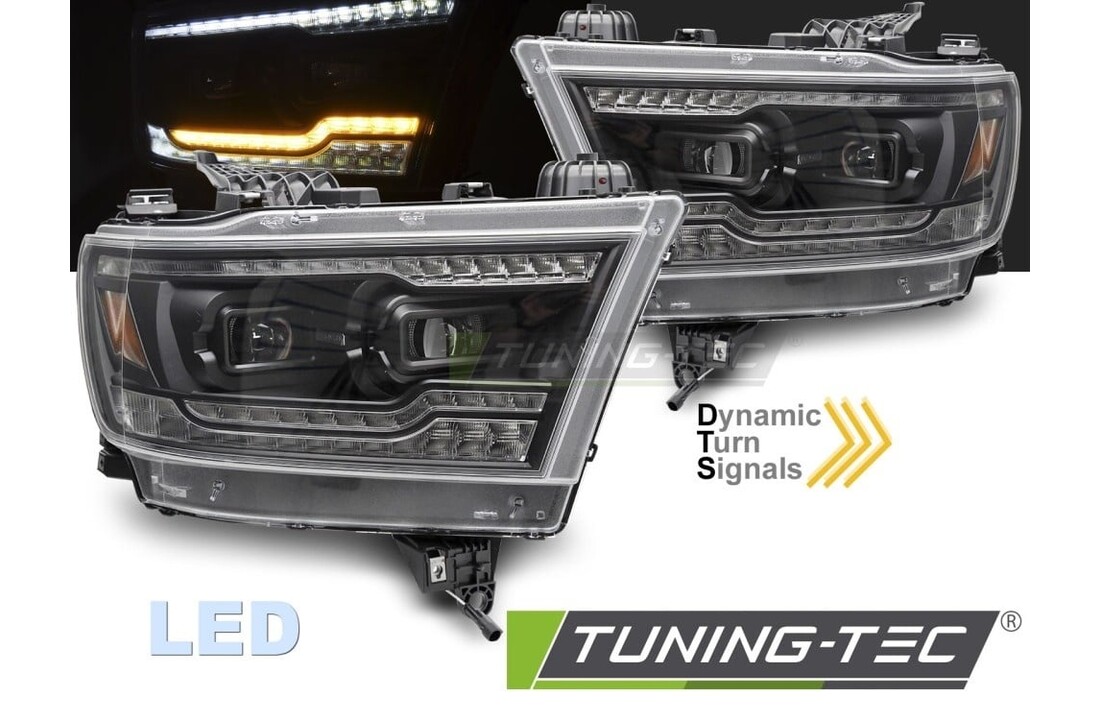 Full LED Koplampen Zwart Dodge Ram 1500 (19-22) Dynamisch