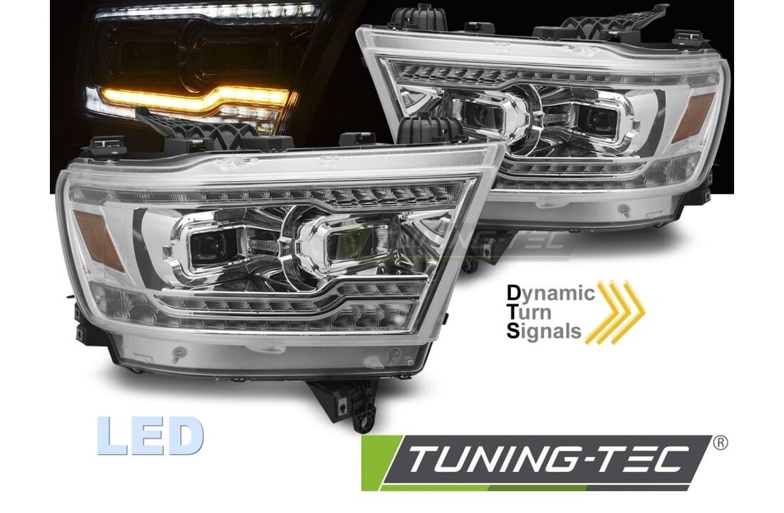 Full LED Koplampen Chroom Dynamisch Knipperlicht Dodge RAM 1500 19-22