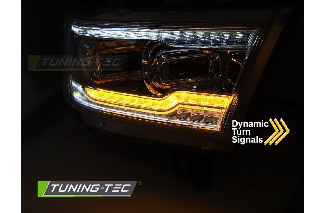 Full LED Koplampen Chroom Dynamisch Knipperlicht Dodge RAM 1500 19-22