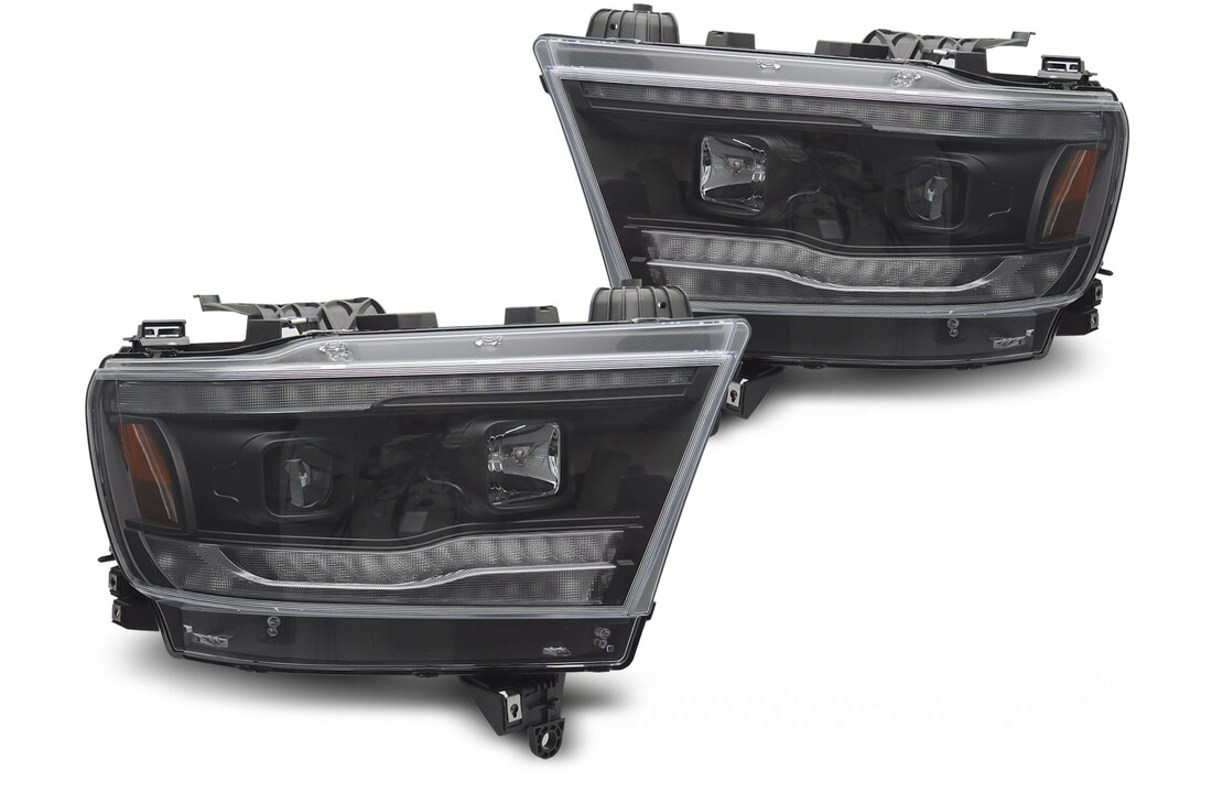 Koplampen Dodge Ram 1500 (19-22) Zwart Dynamisch LED