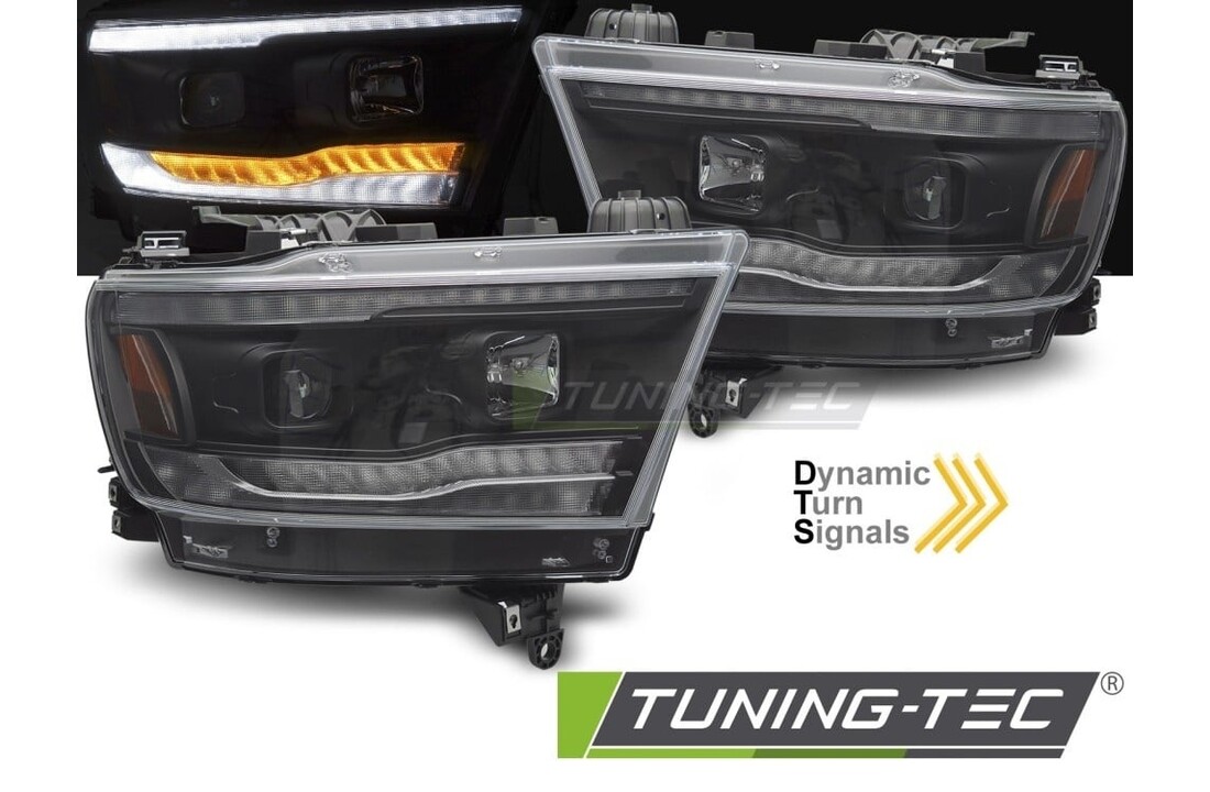 Koplampen Dodge Ram 1500 (19-22) Zwart Dynamisch LED