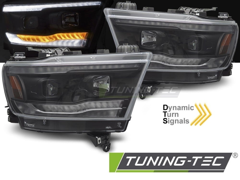 Koplampen Dodge Ram 1500 (19-22) Zwart Dynamisch LED