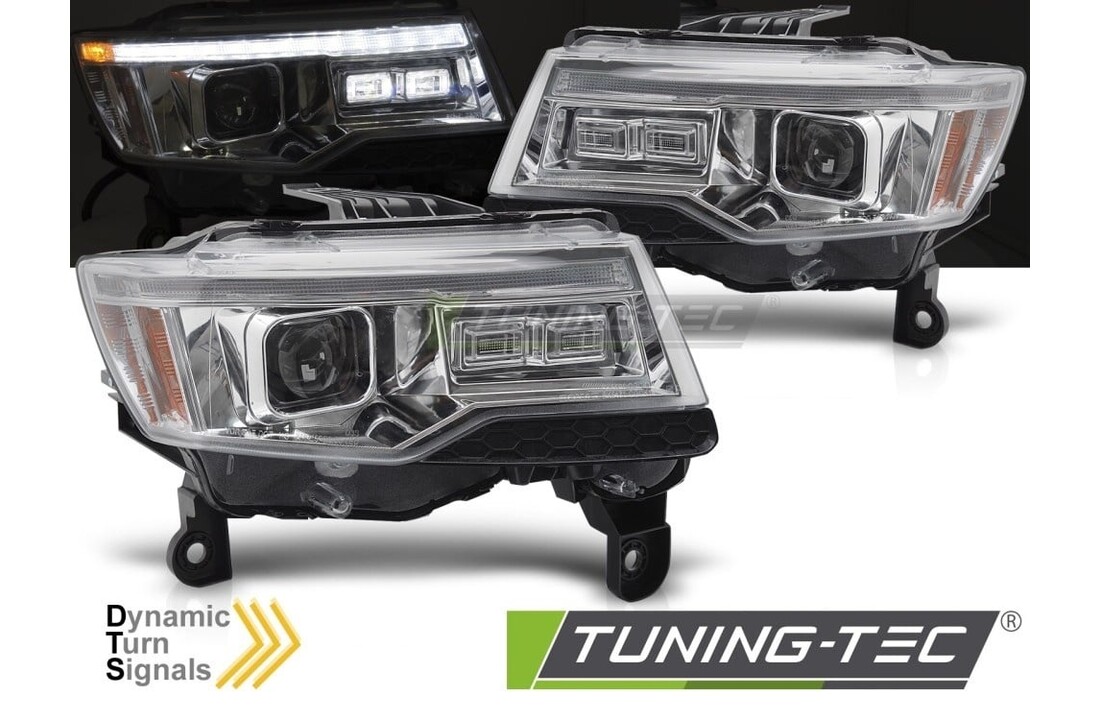 Koplampen Jeep Grand Cherokee WK2 14-21 Chroom Tube Light Sequentieel