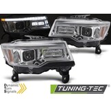 Koplampen Jeep Grand Cherokee WK2 14-21 Chroom Tube Light Sequentieel