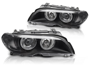 Koplampen Xenon Angel Eyes Zwart geschikt voor BMW E46 Coupé Cabrio 03-06