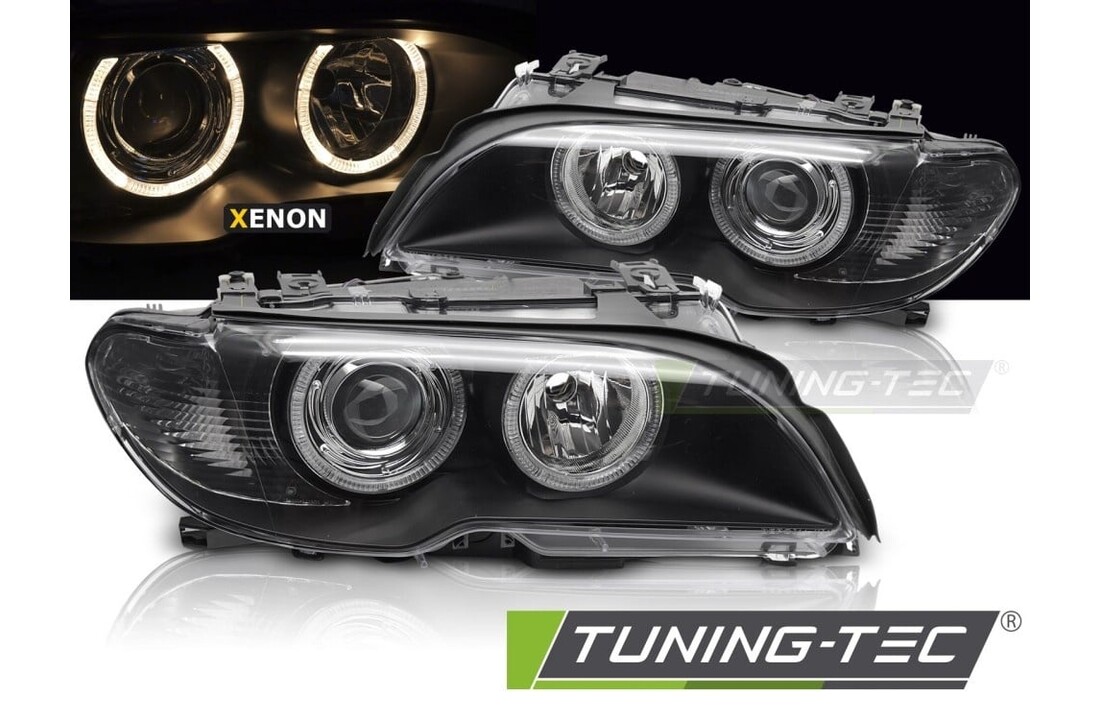 Koplampen Xenon Angel Eyes Zwart geschikt voor BMW E46 Coupé Cabrio 03-06