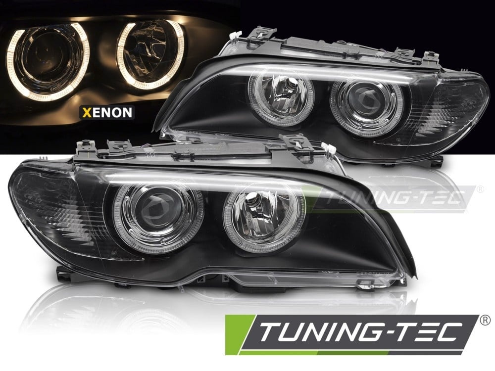 Koplampen Xenon Angel Eyes Zwart geschikt voor BMW E46 Coupé Cabrio 03-06