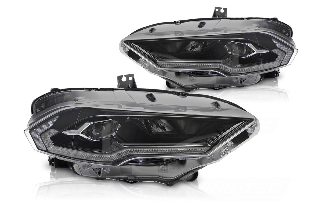 Koplampen LED Zwart geschikt voor Ford Mustang 18-21 met Dynamische Richtingaanwijzer