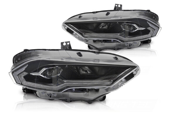 Koplampen LED Zwart geschikt voor Ford Mustang 18-21 met Dynamische Richtingaanwijzer