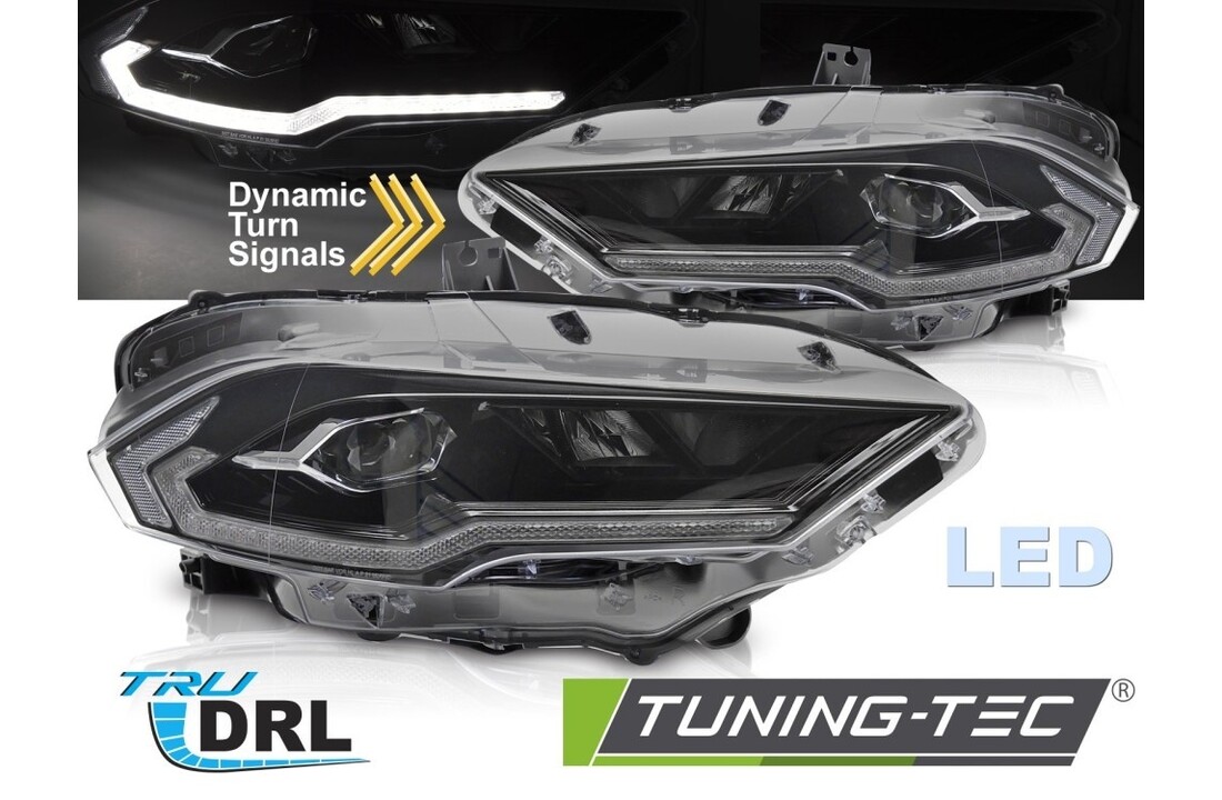 Koplampen LED Zwart geschikt voor Ford Mustang 18-21 met Dynamische Richtingaanwijzer