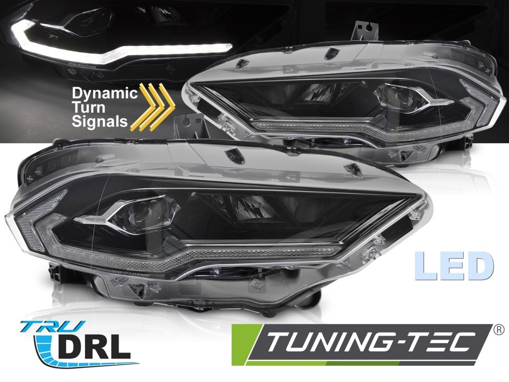 Koplampen LED Zwart geschikt voor Ford Mustang 18-21 met Dynamische Richtingaanwijzer