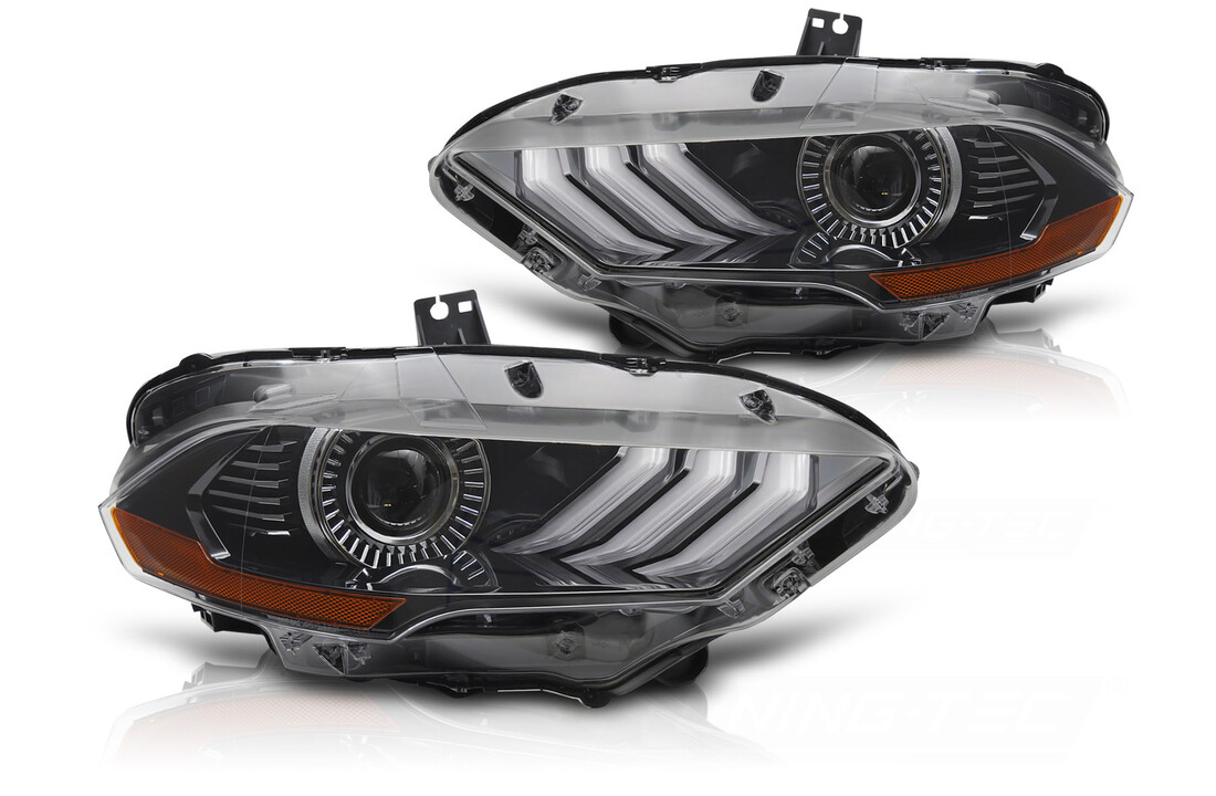 LED Koplampen RGB DRL Zwart geschikt voor Ford Mustang 2018-2021