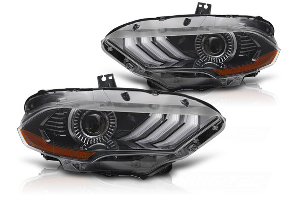 LED Koplampen RGB DRL Zwart geschikt voor Ford Mustang 2018-2021