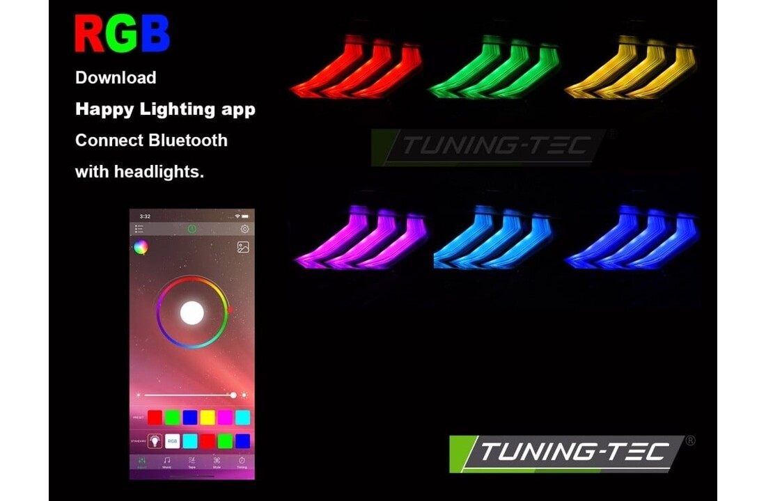 LED Koplampen RGB DRL Zwart geschikt voor Ford Mustang 2018-2021