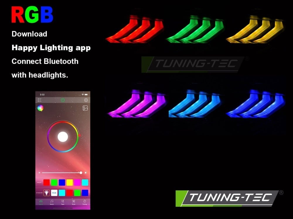 LED Koplampen RGB DRL Zwart geschikt voor Ford Mustang 2018-2021