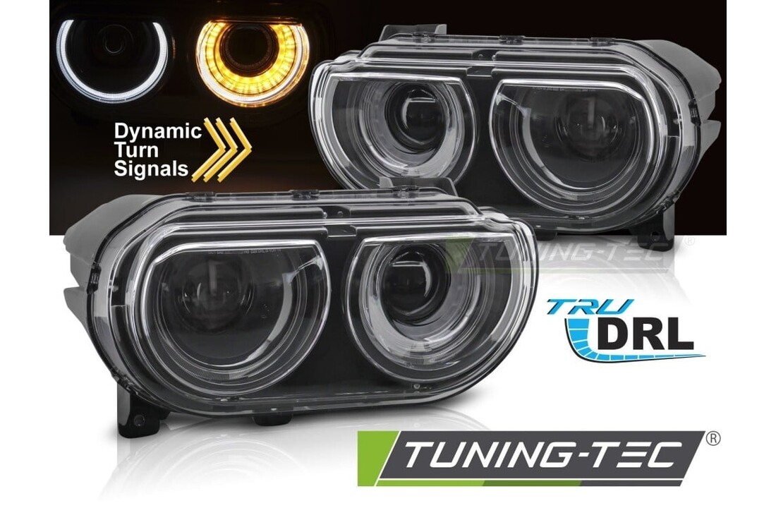 Koplampen Zwart DRL voor Dodge Challenger 2008-2014