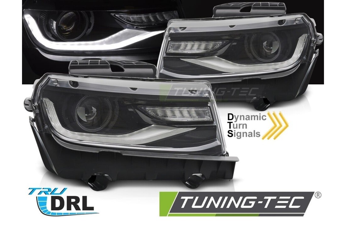 Koplampen Chevrolet Camaro 2013-2015 Tube LED Zwart