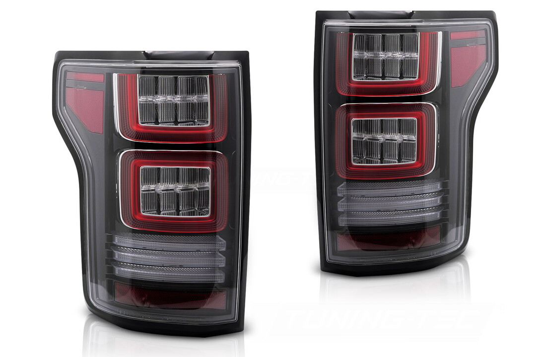 Achterlichten geschikt voor Ford F-150 MK13 2014-2020 Zwart LED met dynamisch knipperlicht