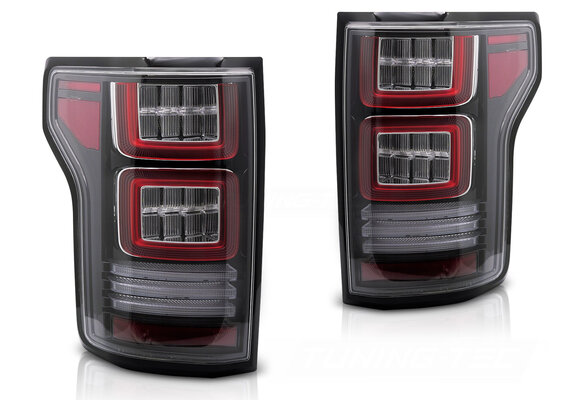 Achterlichten geschikt voor Ford F-150 MK13 2014-2020 Zwart LED met dynamisch knipperlicht
