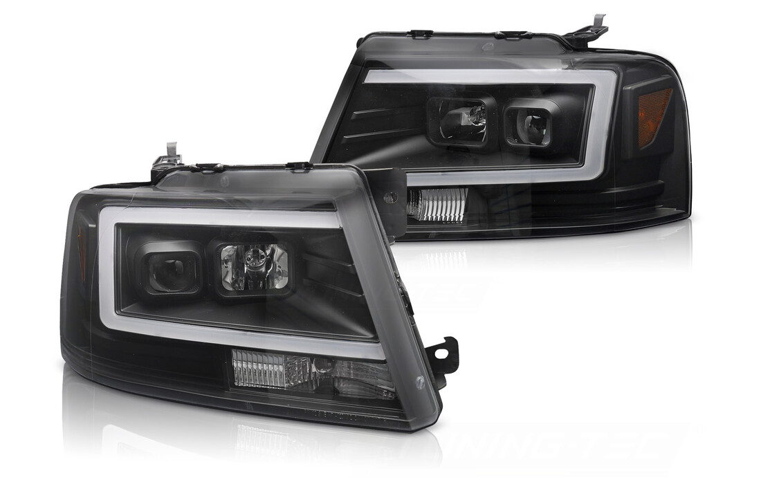 Koplampen geschikt voor Ford F150 MK11 04-08 Tube LED Zwart