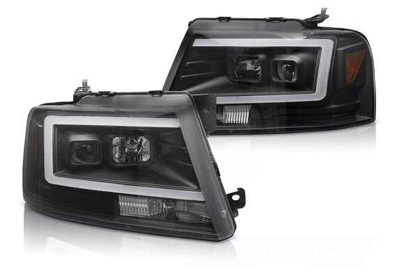 Koplampen geschikt voor Ford F150 MK11 04-08 Tube LED Zwart