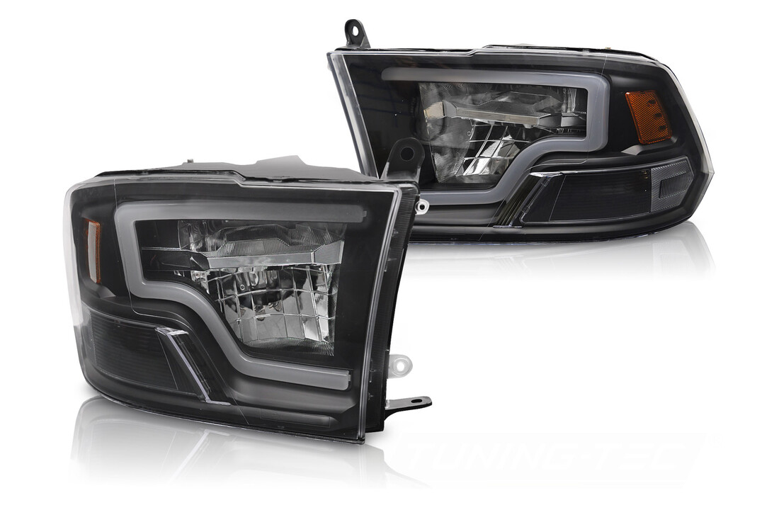 Koplampen Dodge Ram 09-18 Tube Light Zwart LED